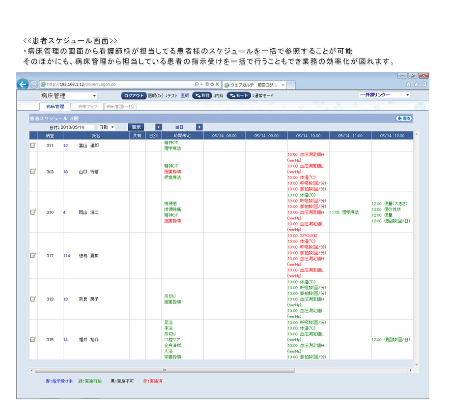 患者スケジュール画面